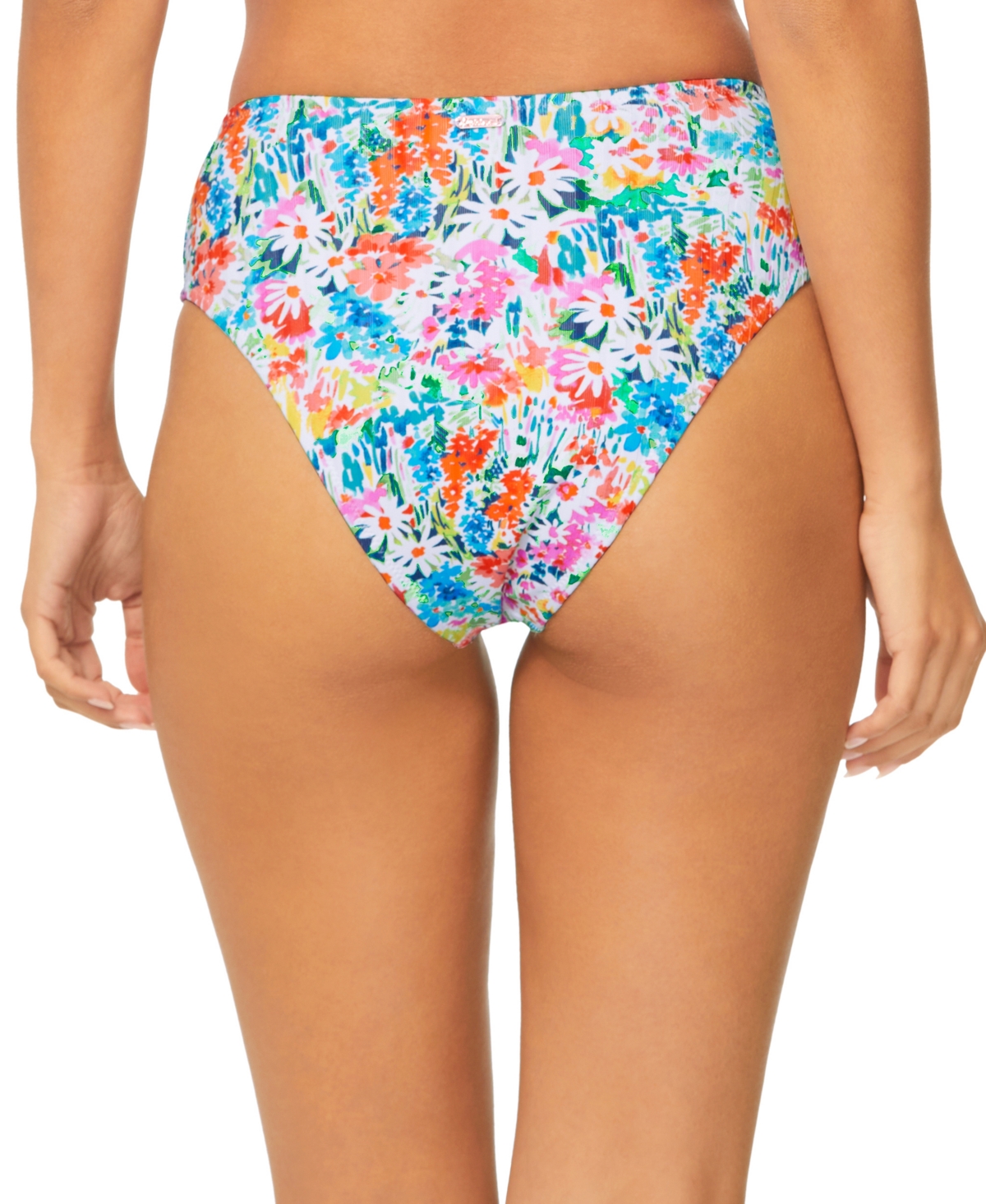 RAISINS JUNIORS' INDO FLORAL-PRINT HIGH-WAIST BIKINI BOTTOMS 