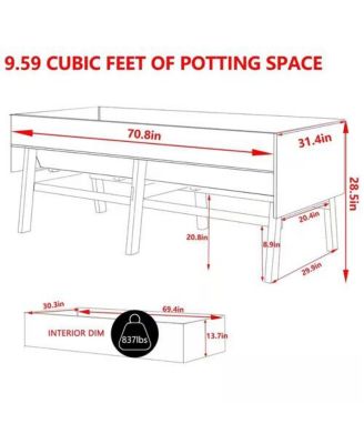 Outdoor Modern Cedar Wood Raised Garden Bed Planter 70-inch x 31-inch