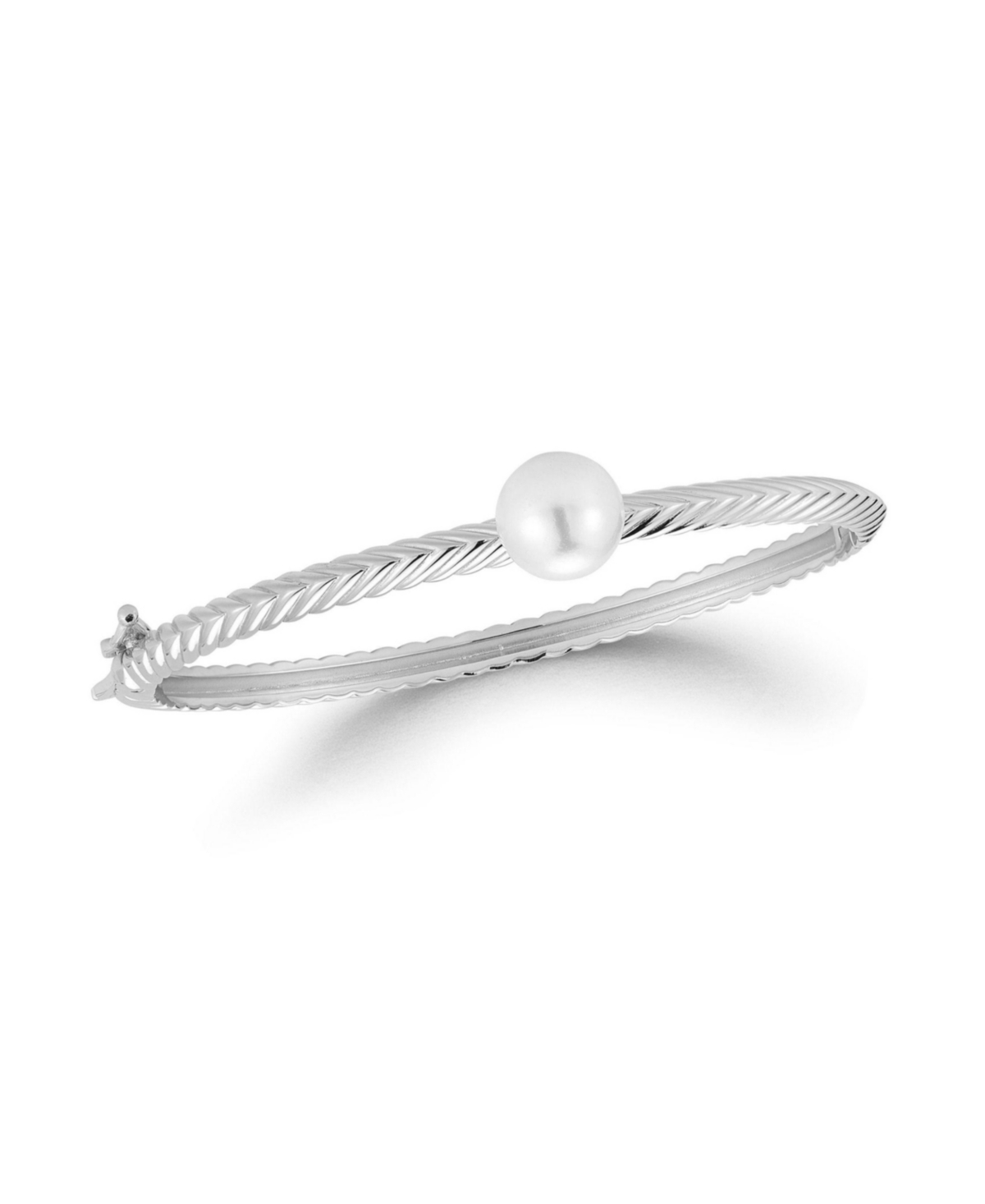 Sterling Silver Pearl Chevron Bangle Bracelet - Gold