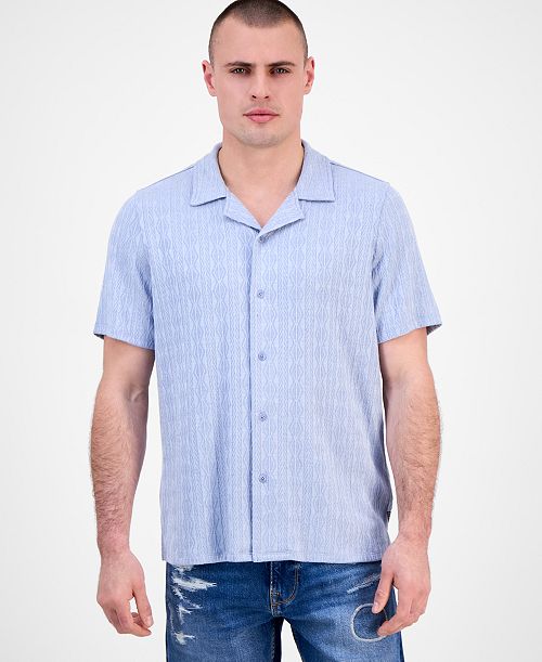 alfani GUESS Men's Spencer Printed Short Sleeve Button-Front Camp Shirt Men's Fashion & Accessories