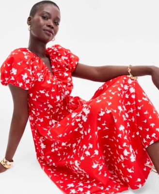 Women's Puff-Sleeve Midi Dress