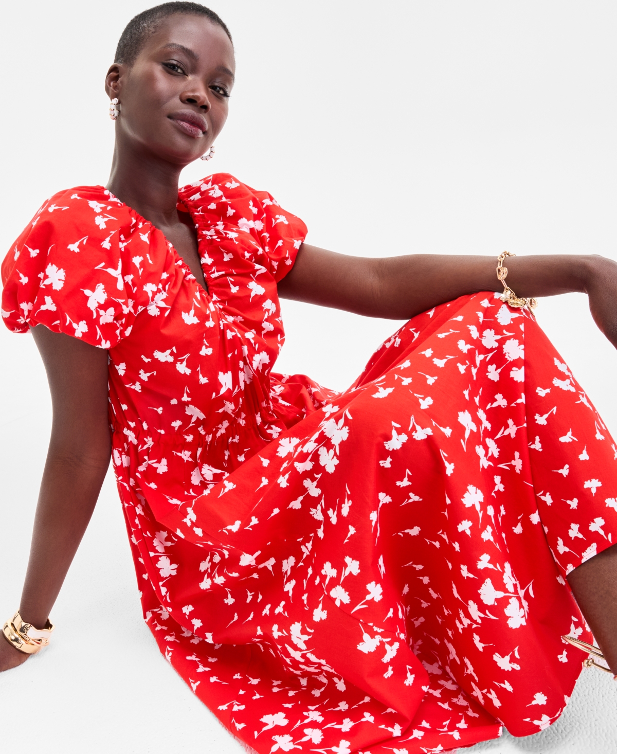 On 34th Women's Puff-sleeve Midi Dress, Exclusively At Macy's