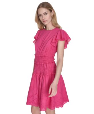 Женское хлопчатобумажное платье Eliza J с вышивкой и развевающимися рукавами