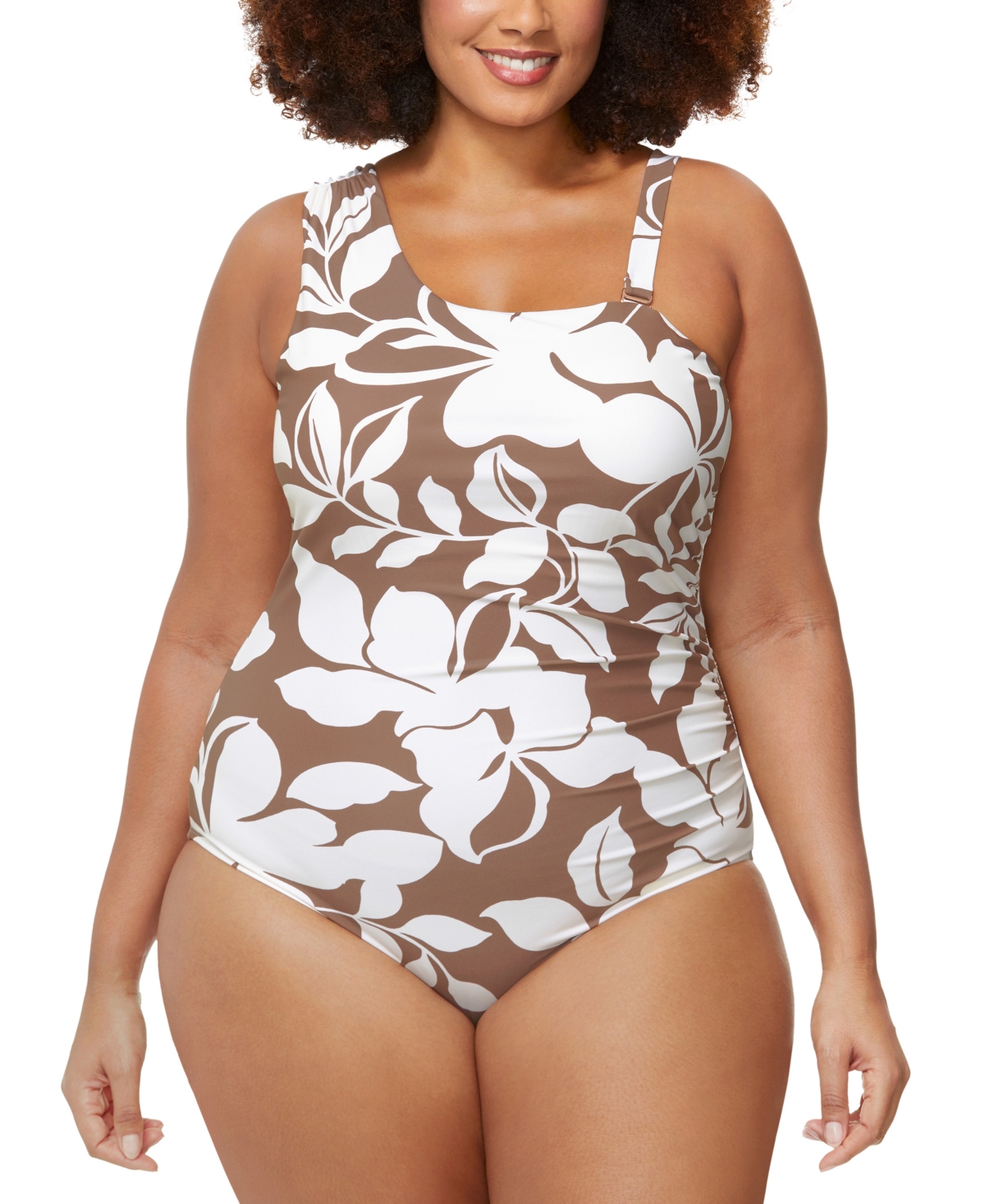 Trendy Plus Size Asha One Piece Swimsuit - Brown