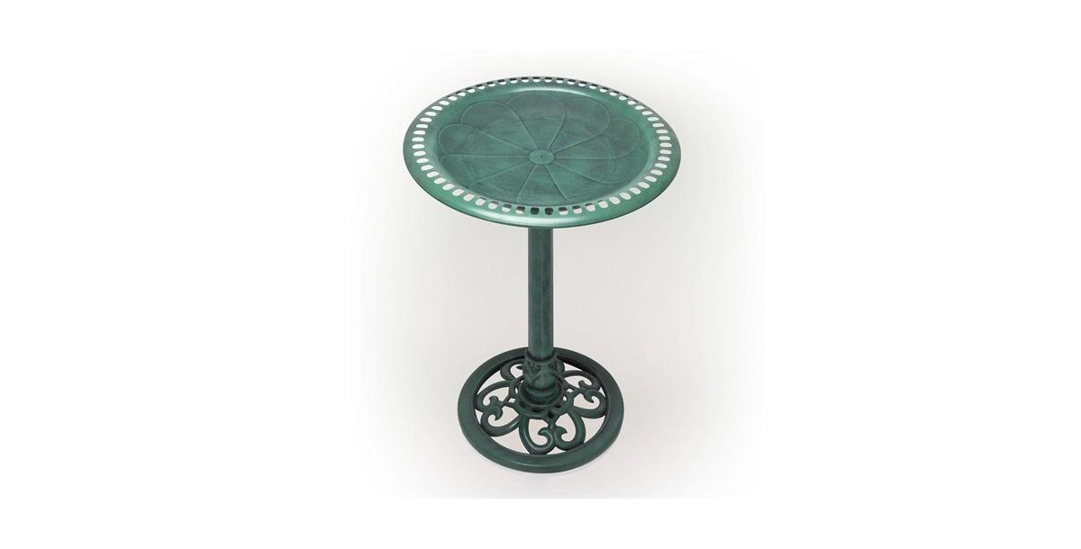 Outdoor Garden Bird Bath Bowl with Stand for Backyard Bird Watching - Blue