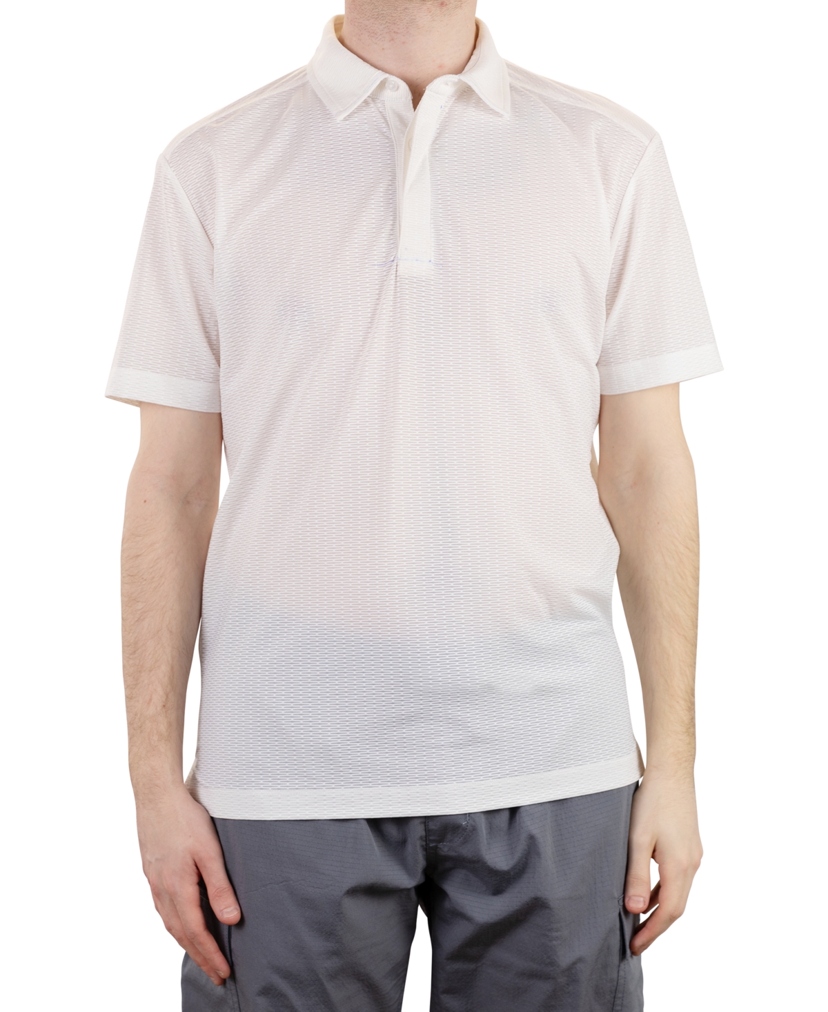 Men's Short Sleeve Metal Vent Jacquard Golf Polo Shirt - White