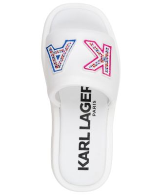 Women's Opal Stone Platform Slide Flat Sandals