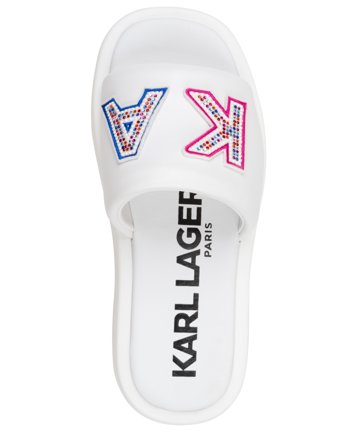 KARL LAGERFELD WOMEN'S OPAL STONE PLATFORM SLIDE FLAT SANDALS