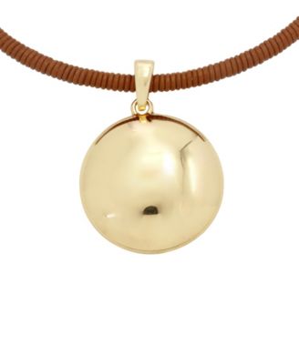 Robert Lee Morris Soho Gold Dome Pendant Leather Wire Necklace 14790₽