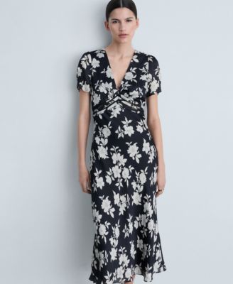 Mango Women's Floral-Print Flared Dress - Macy's
