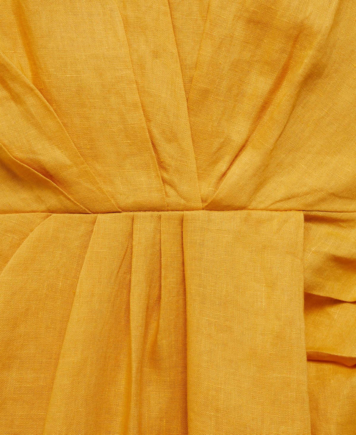 Mango Scarf Detail Sleeveless Linen Midi Dress In Mustard