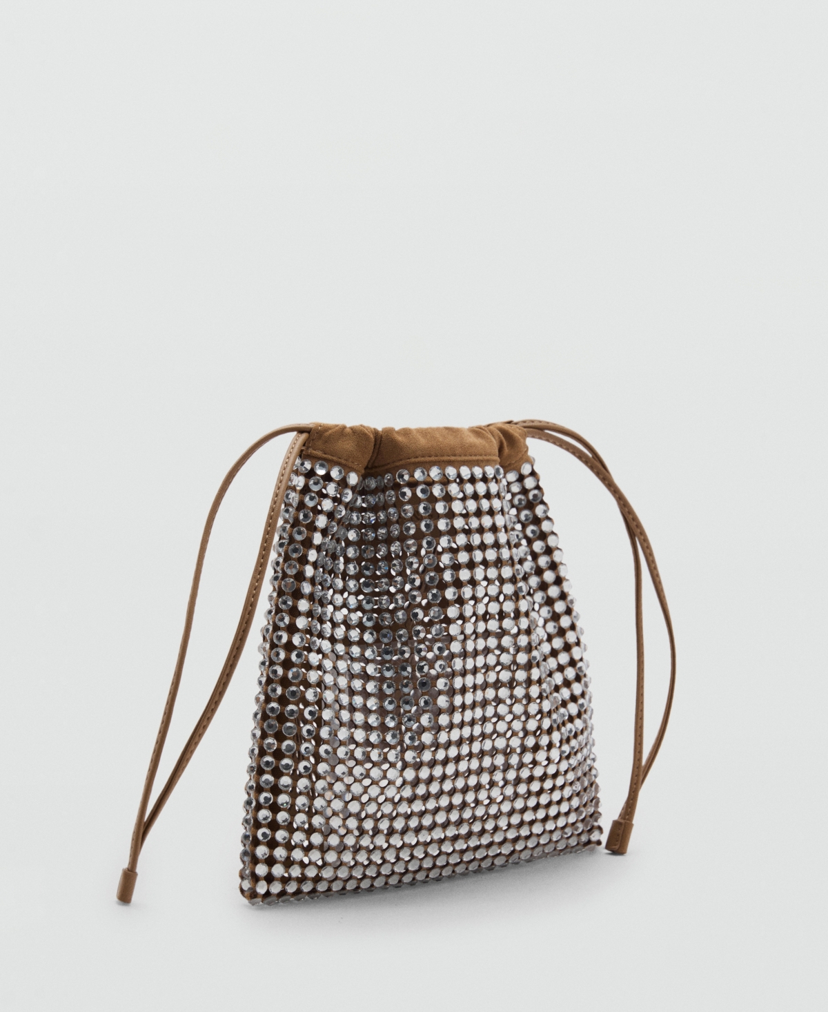 Mango Women's Rhinestone Decoration Handbag In Medium Brown