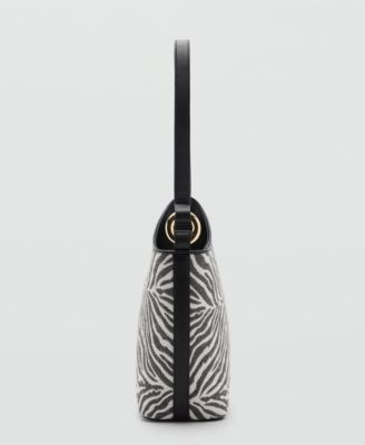 MANGO Women's Large Zebra-Print Bucket Bag