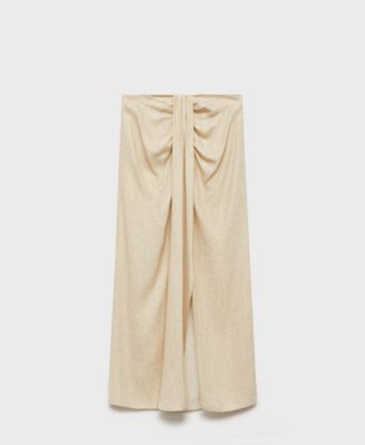 Women's Linen-Blend Draped Midi Skirt