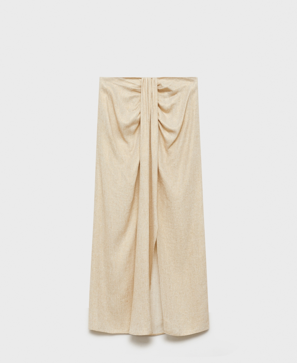 Mango Linen Blend Draped Midi Skirt Gold In Gold