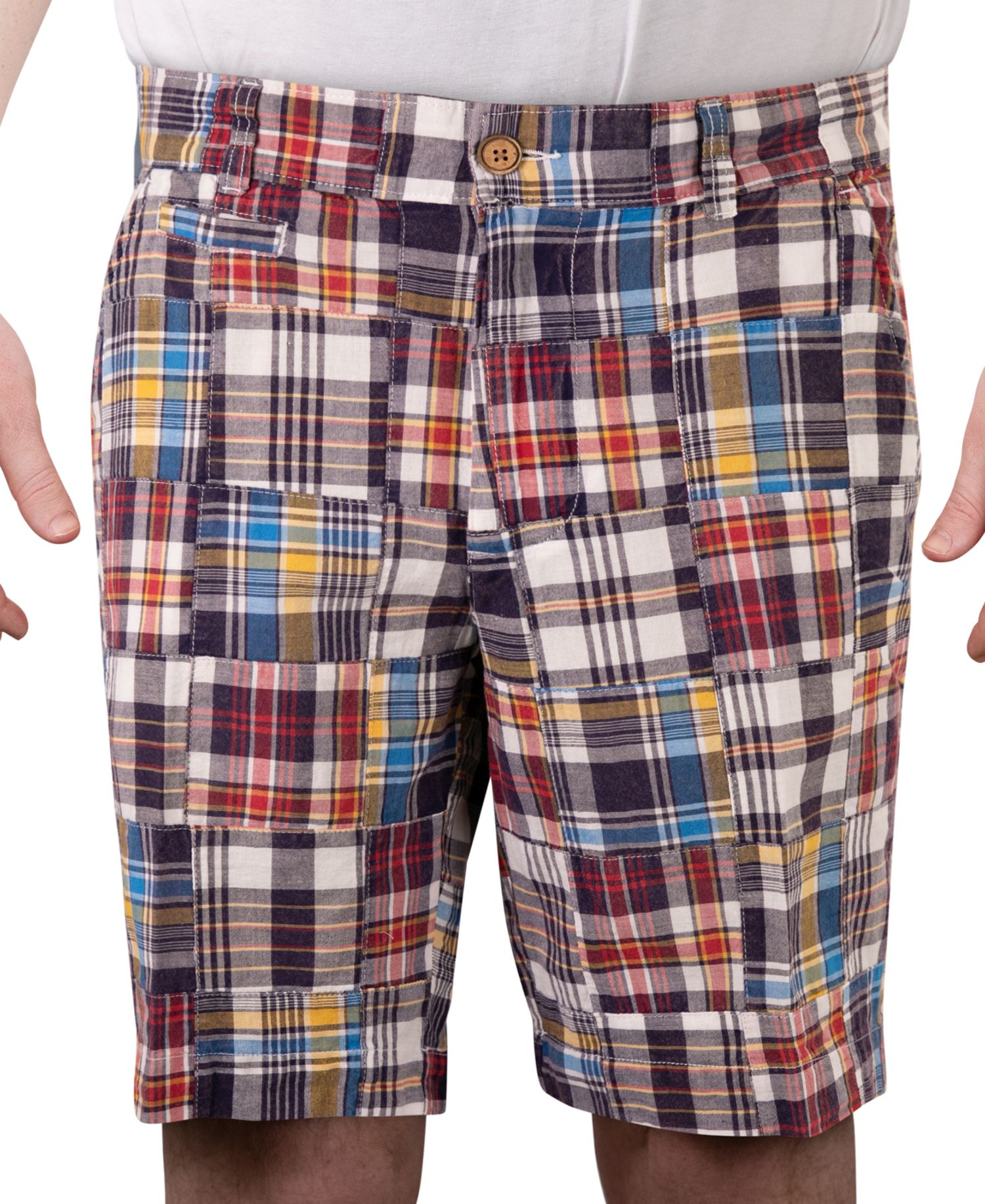 Men's Acid Wash Madras 9" Shorts