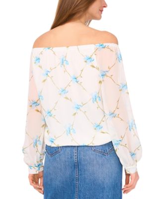 Женский топ с открытыми плечами и завязывающимся низом от Vince Camuto с цветочным принтом