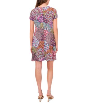 Женское трикотажное платье MSK с тремя кольцами и вырезом-каплевидным вырезом и принтом из джерси