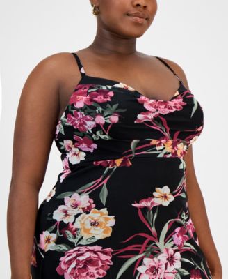 Trendy Plus Size Floral Mesh Maxi Dress