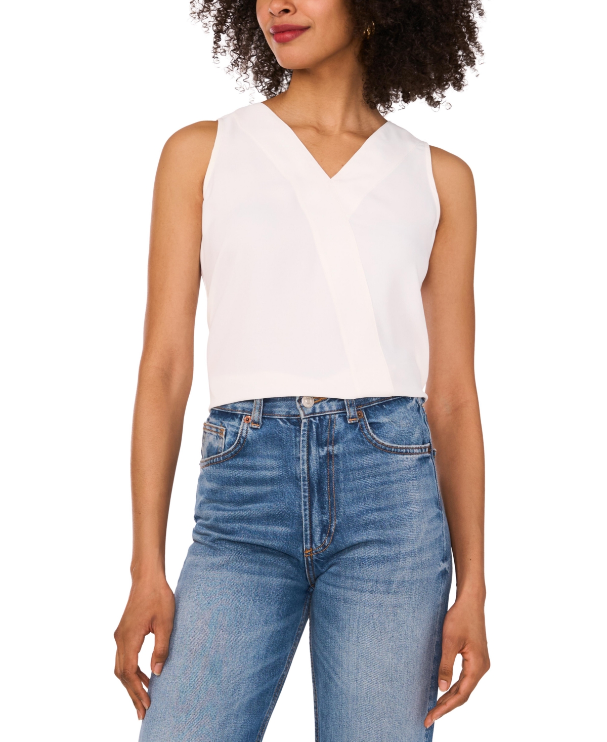 VINCE CAMUTO WOMEN'S V-NECK CROSSOVER SLEEVELESS TOP 