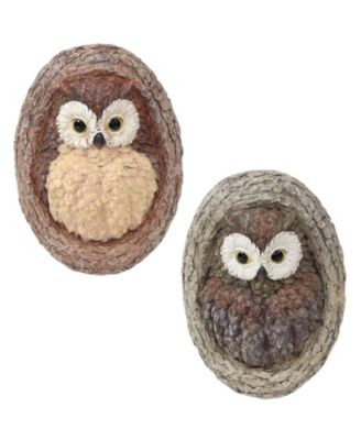 Outdoor Polyresin Winifred and Wesley the Wise Old Owls Tree Hugger Tree Trunk Garden Sculpture Decoration - 9" - 2pc