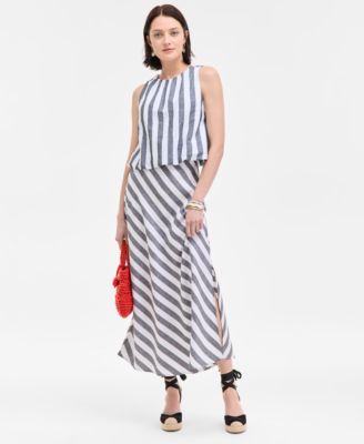 Womens Cropped Bubble Hem Tank Striped Maxi Skirt Melindaa Espadrille Wedge Sandals Exclusively At Macys