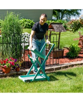 2-Tier Fir Wheeled Planter Stand - 34” H - Robin Egg Blue
