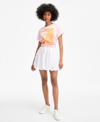 On 34th Womens Pompelmo T Shirt Bubble Hem Mini Skirt Carriee Flower Sneakers Hoop Earrings Exclusively At M