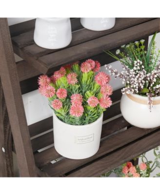 Foldable Garden Plants Stand Vintage 4-Tier Ladder Storage Rack Shelves Bookcase