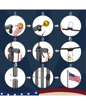 Bravery 25ft 13 Gauge Sectional Flag Pole Kit Aluminum for Outside House Inground Yard Garden Residential