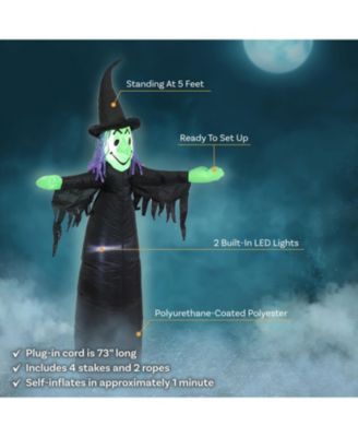Outdoor Wendolyn the Wicked Witch Self-Inflating Halloween Inflatable Yard Decoration with LED Lights and Built-In Fan - 5'