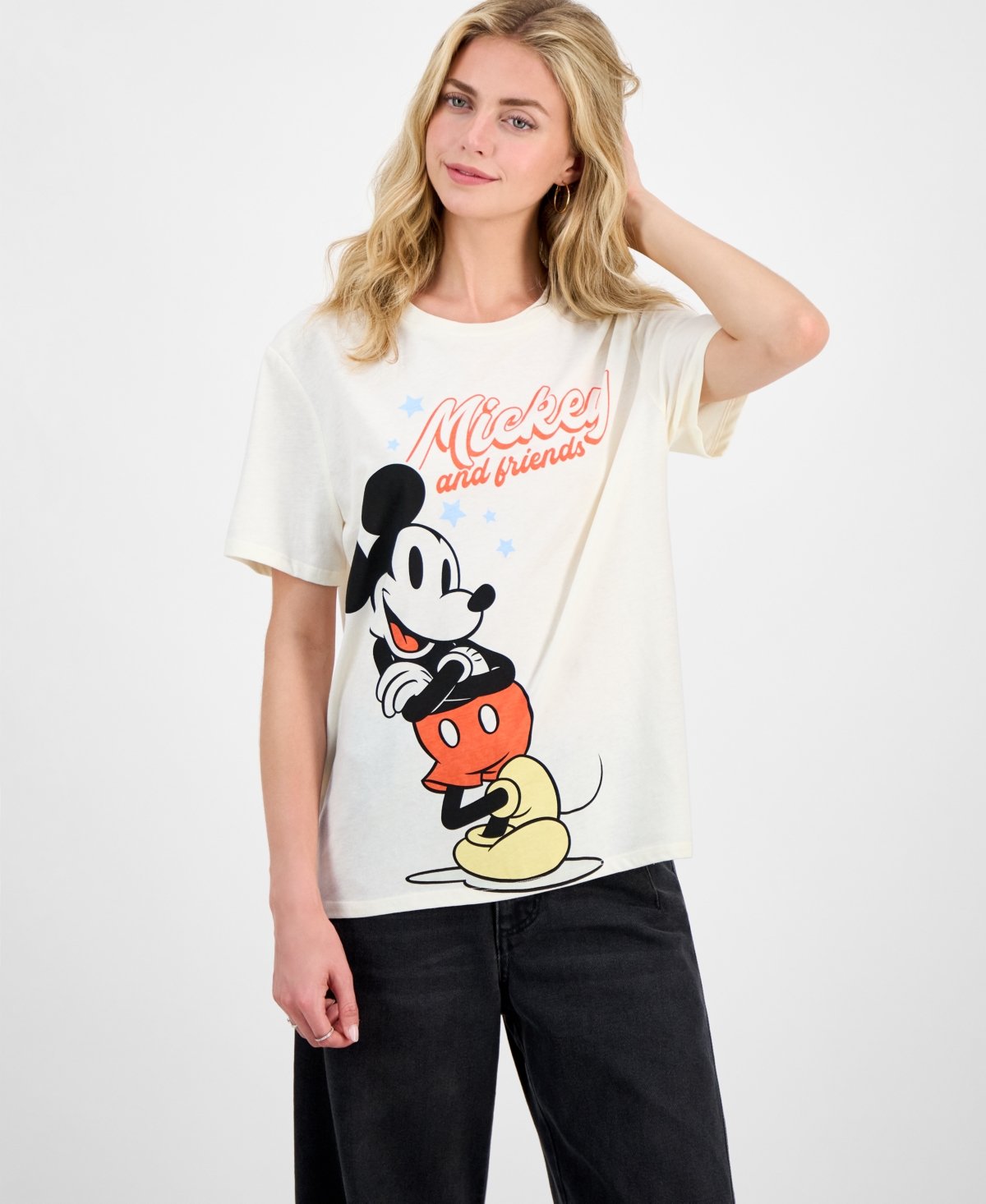 Juniors' Mickey & Friends Graphic Print T-Shirt - White