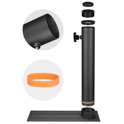 EZ GO 25ft Telescopic Flag Pole Kit Wheel Tire Mount Stand Upgrade Rotating Lock Outdoor Camper RV Tailgate Black