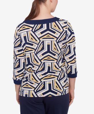 Женский топ Alfred Dunner с геометрической отделкой Block Island и люверсами от Block Island