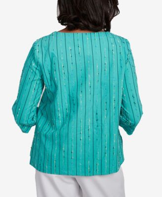 Женский топ с круглым вырезом и жаккардовой текстурой Alfred Dunner из Нантакета, сшитый вручную