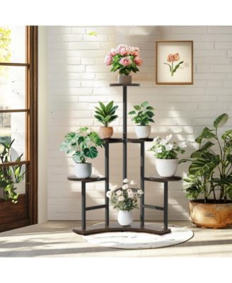 42.7" Height Corner Plant Stand with 5 Round Shelves Indoor Plant Rack Metal Frame