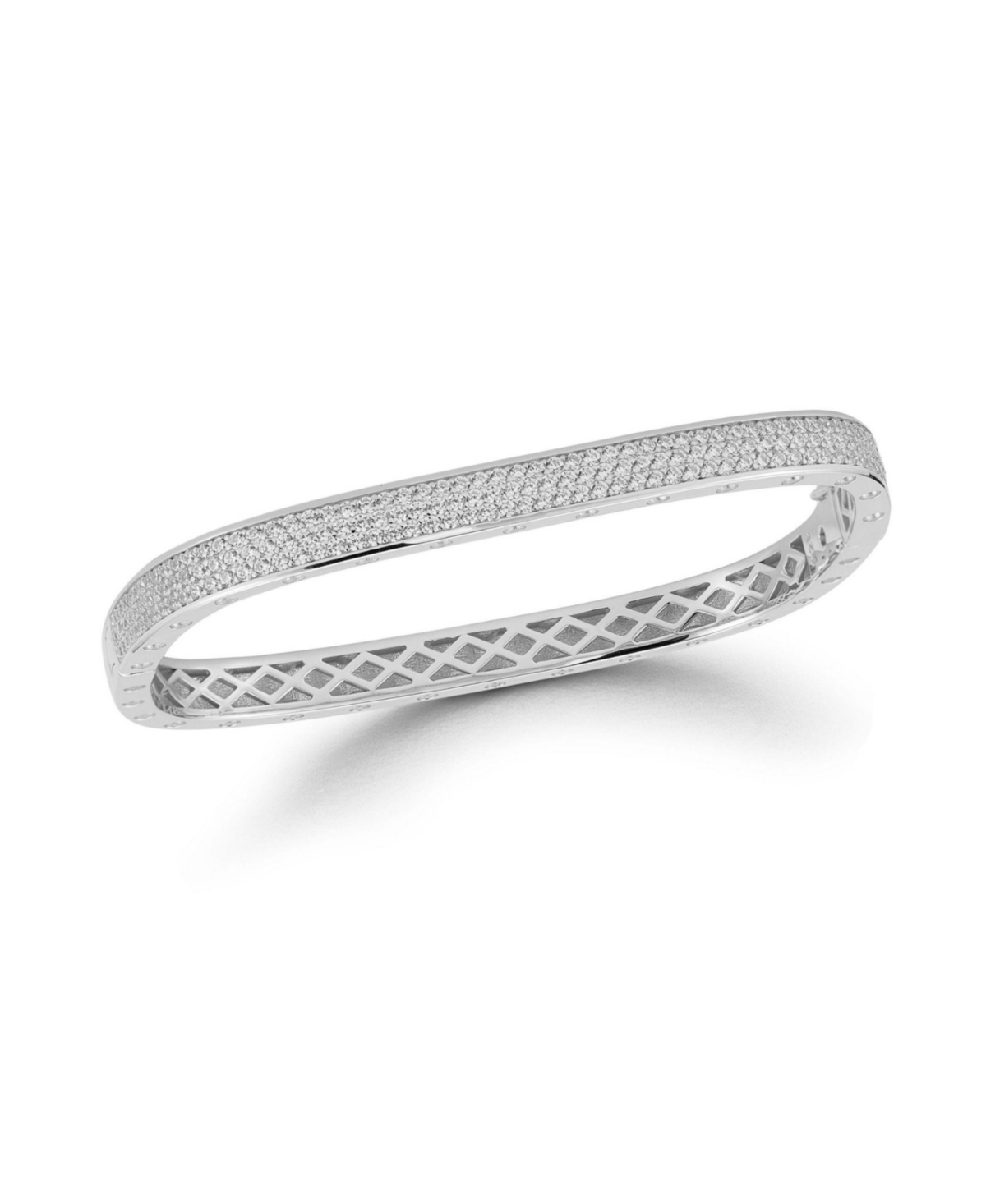 Sterling Silver Pave Square Bangle Bracelet - Gold