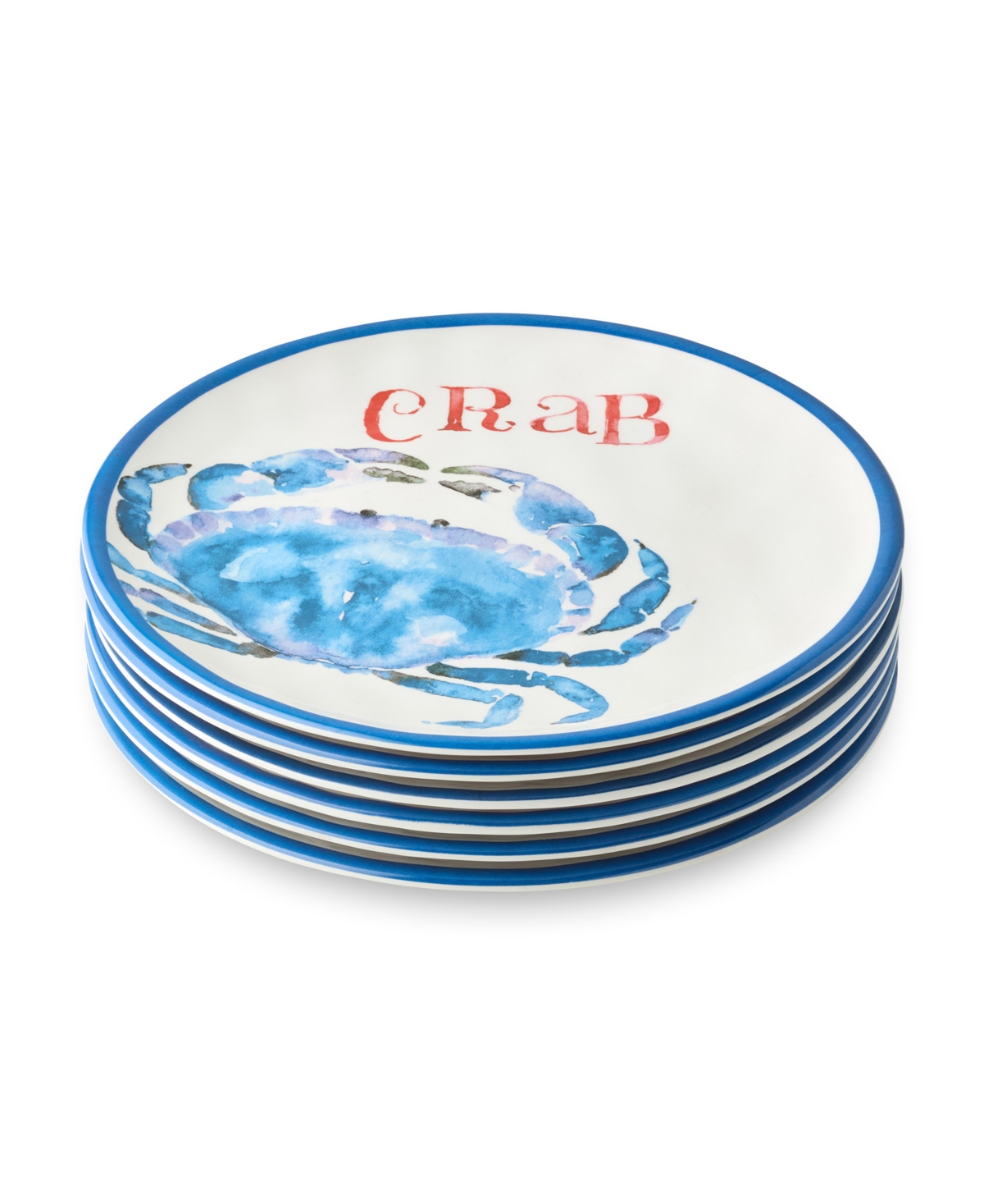 Beach House Crab Melamine 6-Pc. Salad Plates, Service for 6