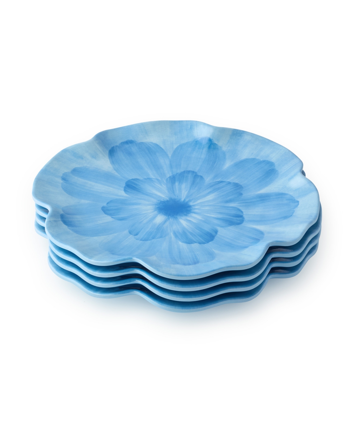 Wildflower 3-d Floral 4-Pc. Salad Plates, Service for 4 - Blue