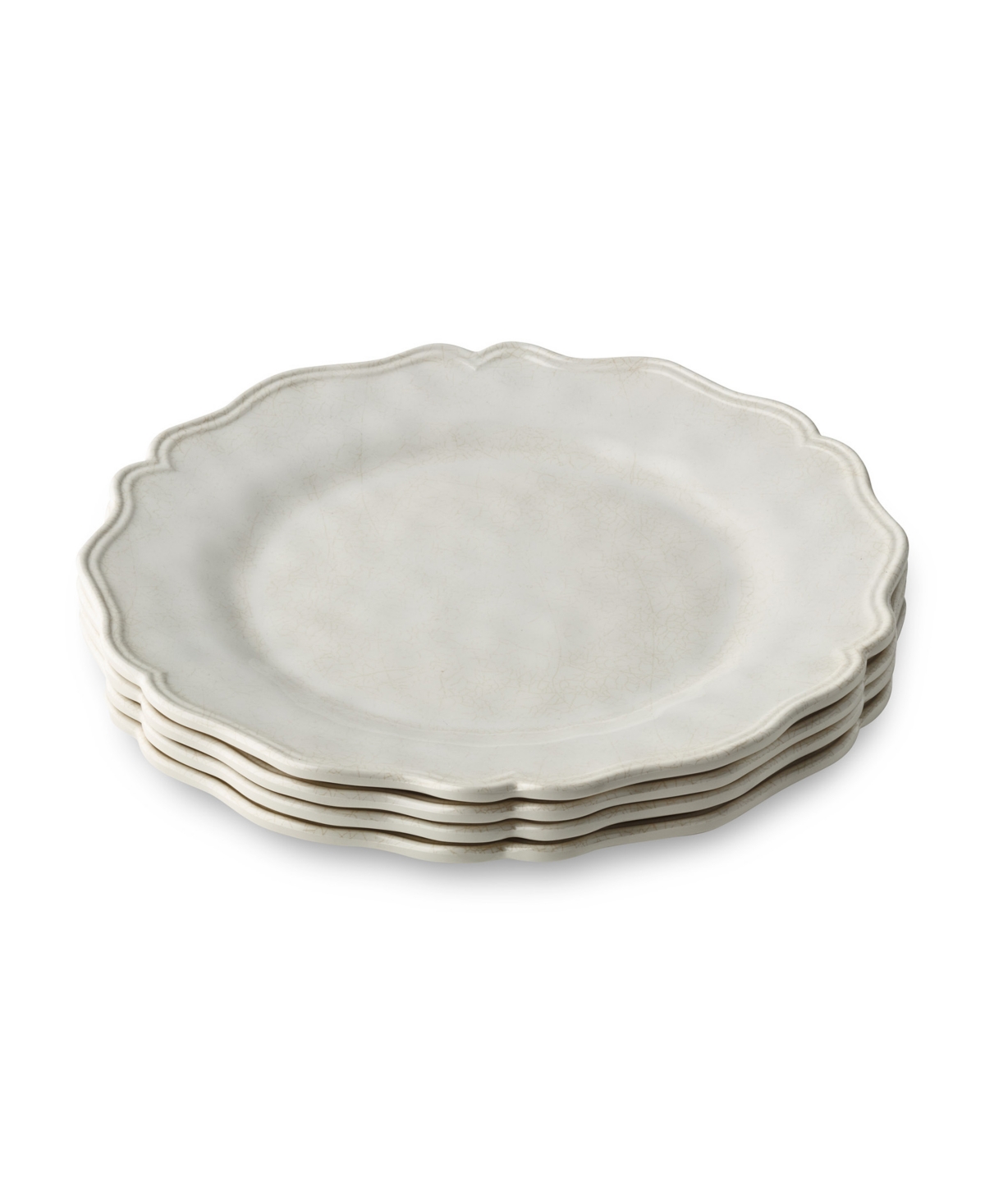Isabella Crackle Melamine 4-Pc. Dinner Plates, Service For 4 - Cream
