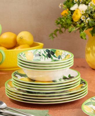 Limone Melamine 12-Pc. Dinnerware Set, Service For 4