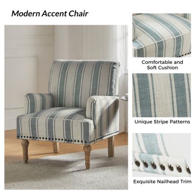 Arching Armchair with Solid Wood Legs and Nailhead Trim