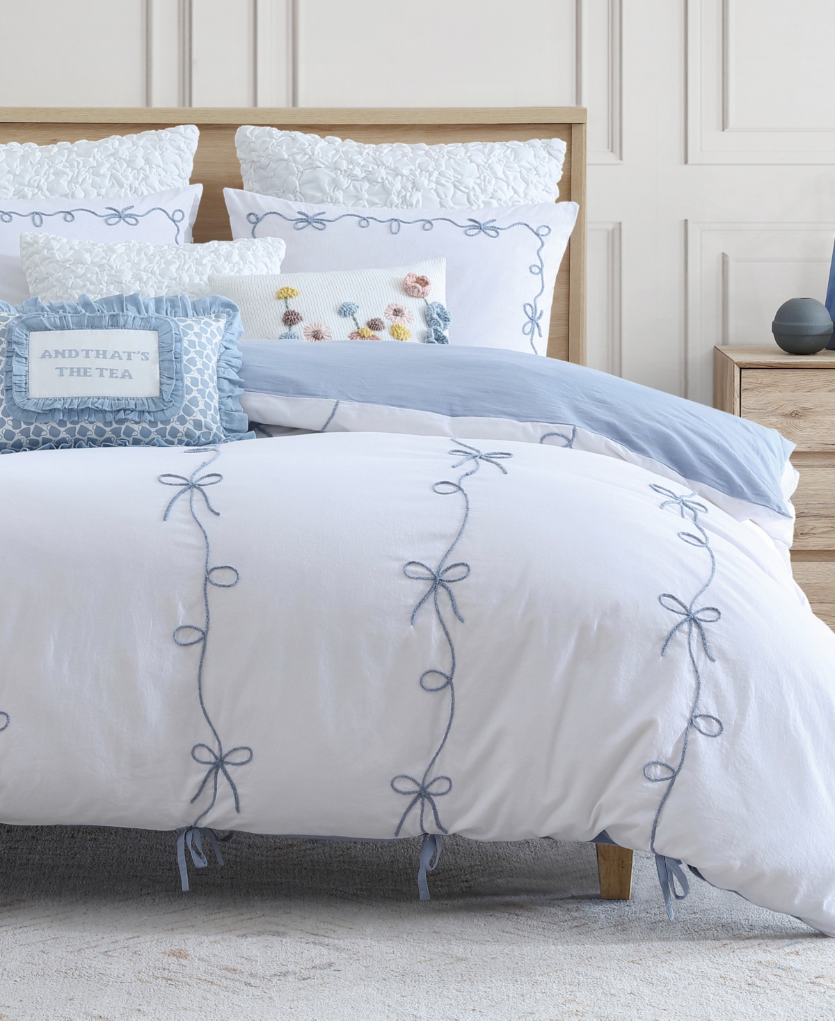 Peri Home Sasha Bows 3-pc. Duvet Cover Set, Full/queen In Blue