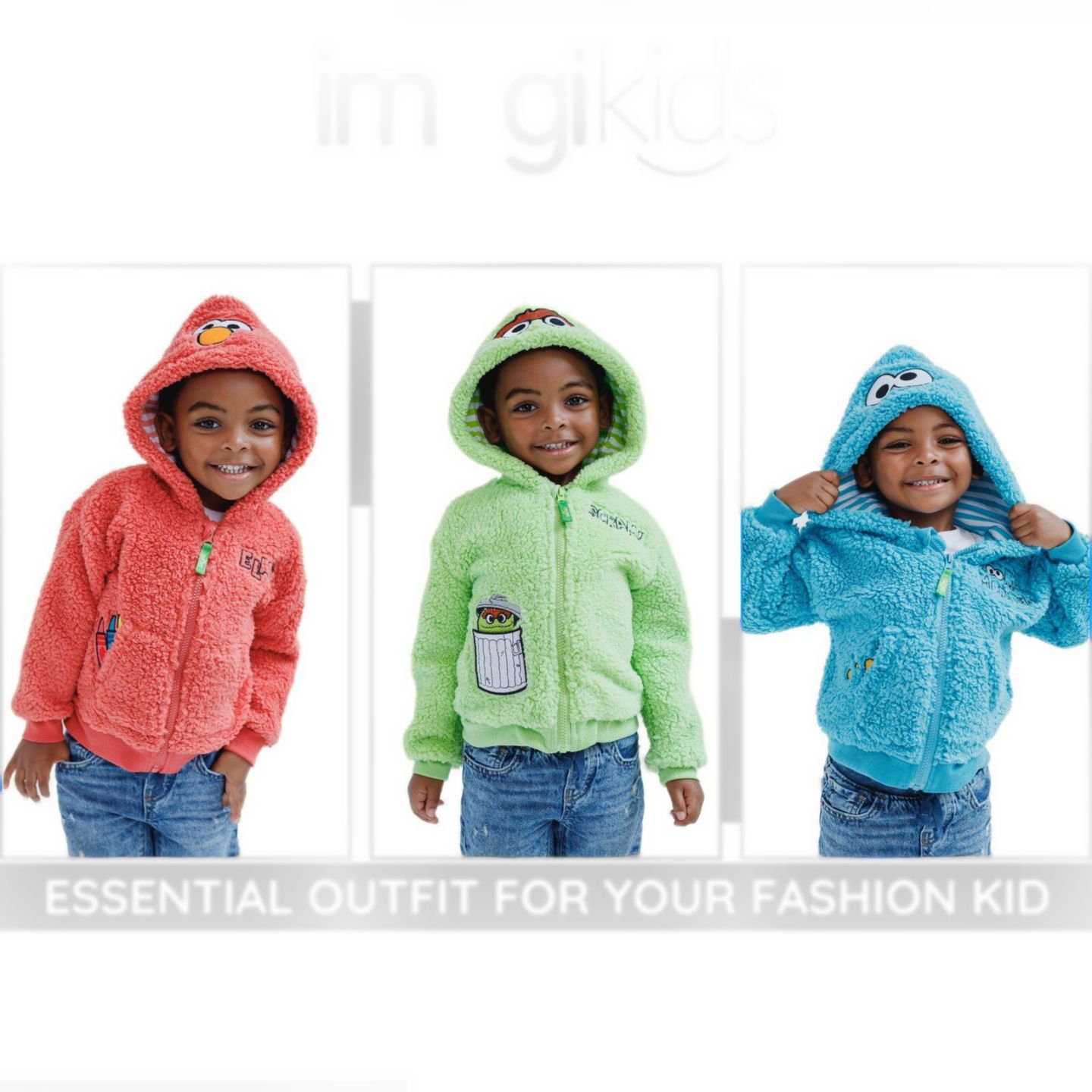 Худи Sesame Street Cosplay Fleece Zip-Up для мальчиков-малышей, цвет: Алый красный — фото 3