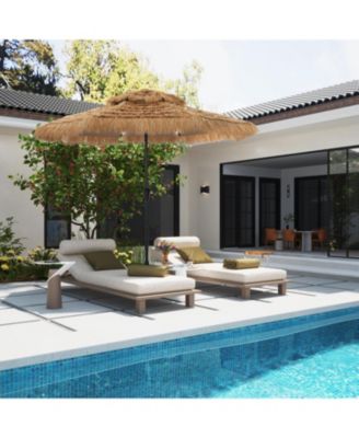 10 Ft Hawaiian Beach Parasol Outdoor Umbrella with Solar Lights