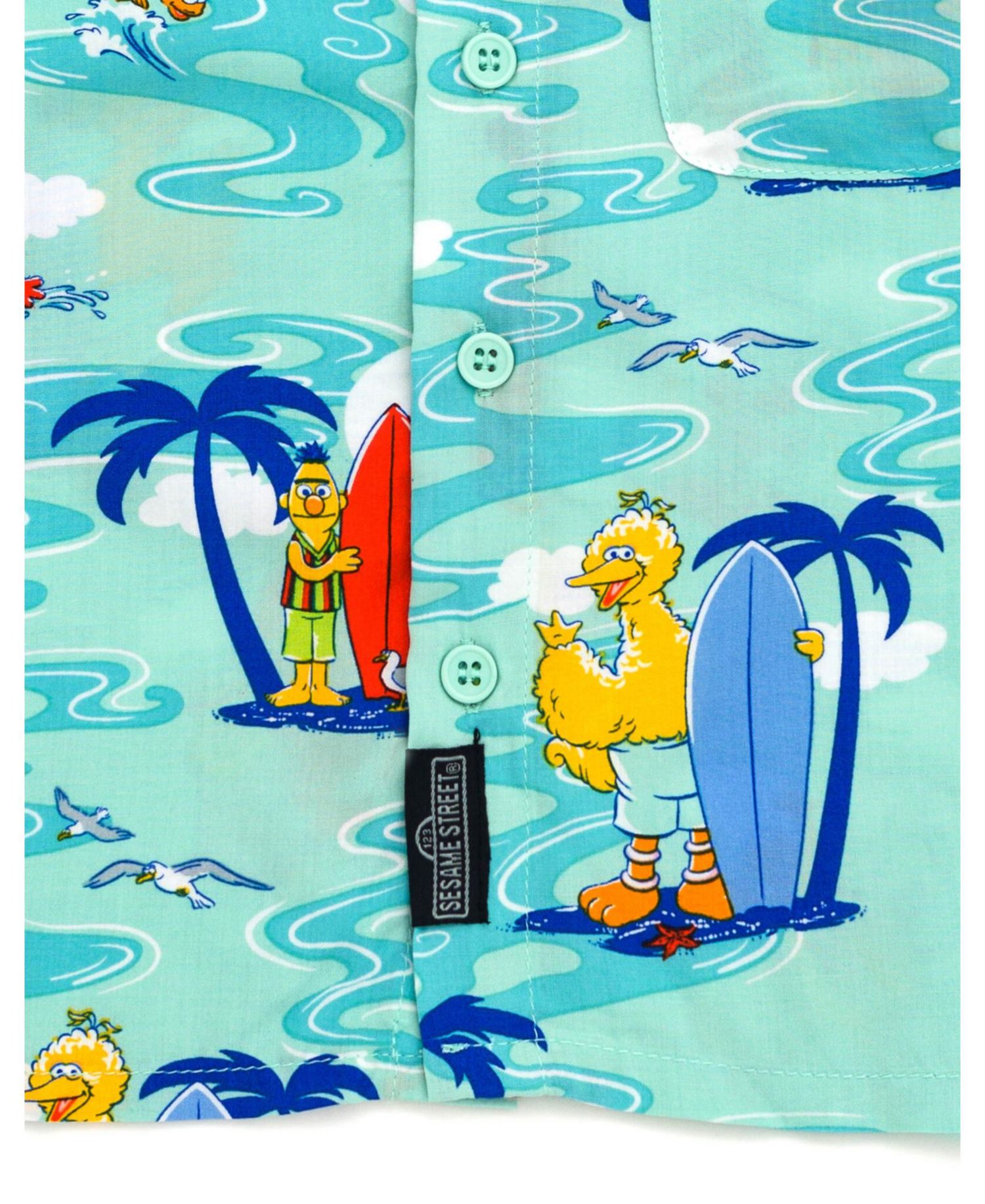 Little Boys (6-8) Bird Cookie Monster Elmo Oscar the Grouch Matching Family Hawaiian Button Down Shirt