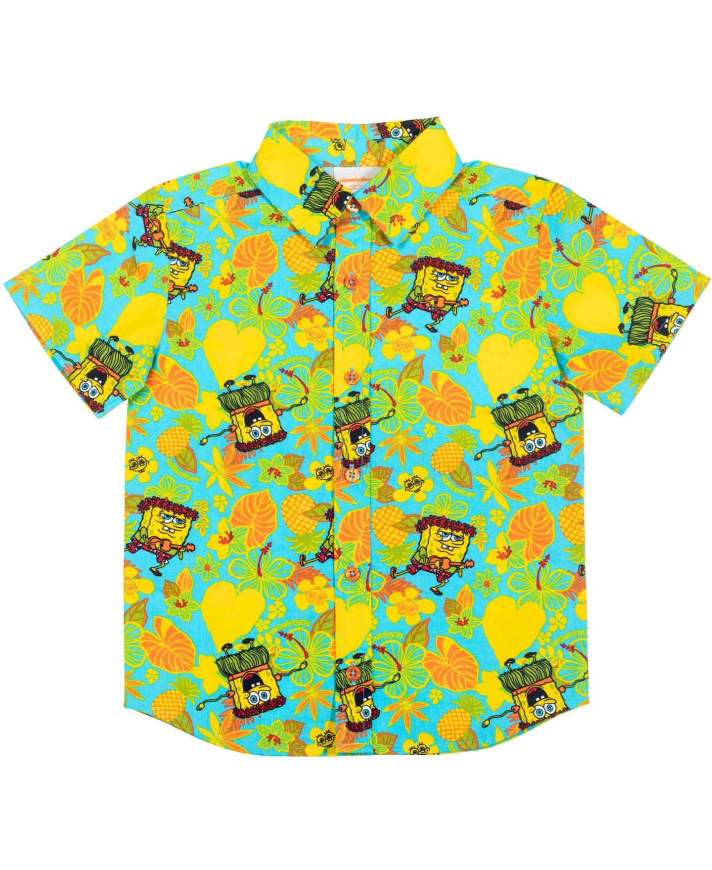 Рубашка SpongeBob SquarePants Button Down Dress Shirt для мальчиков, цвет: Синий / Жёлтый — фото 1