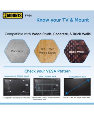 Flat TV Wall Mount for TVs 42" - 84" Up to 143 lbs