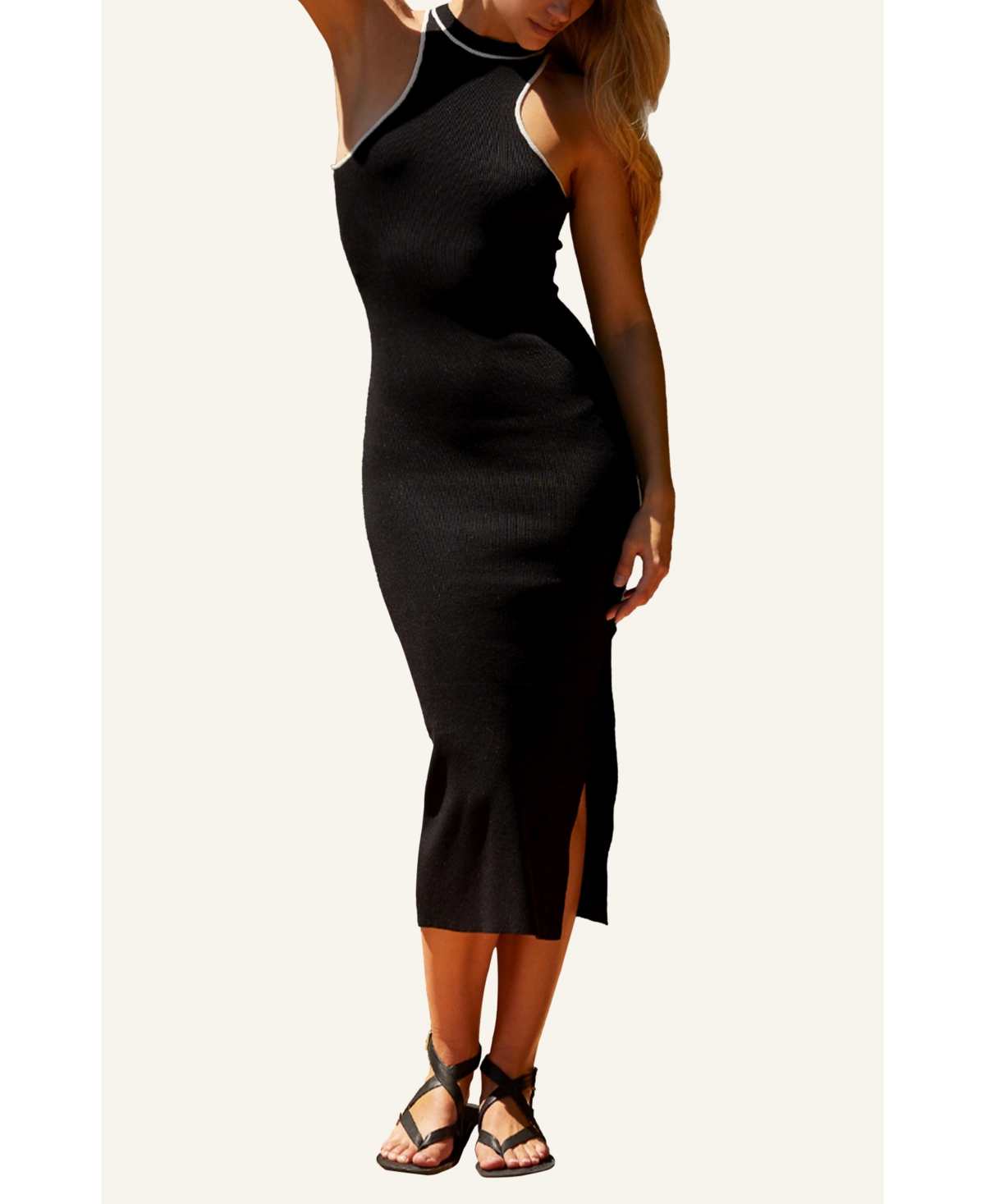 Women's Shayla Racerback Knit Dress - Black + black/white