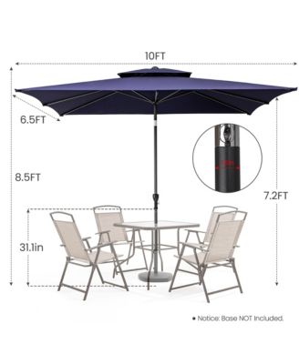 Rectangular Tilt Market Patio Umbrella with Stand – Outdoor Sun Shade for Garden
